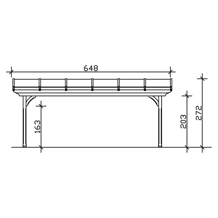 Skan Holz Terrassenüberdachung Ravenna - L x T: 648 x 250 cm, Polycarbonat, Natur - Skizze