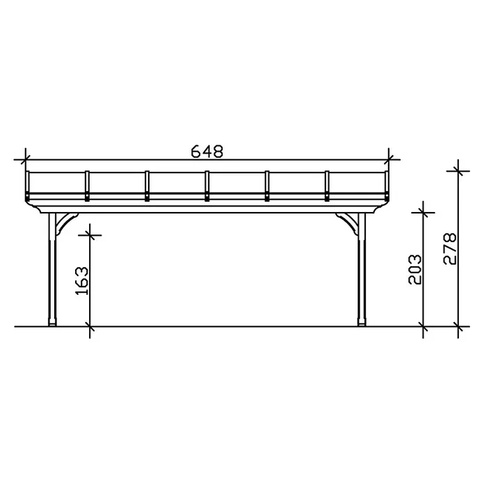 Skan Holz Terrassenüberdachung Ravenna - L x T: 648 x 300 cm, Polycarbonat, Natur - Skizze