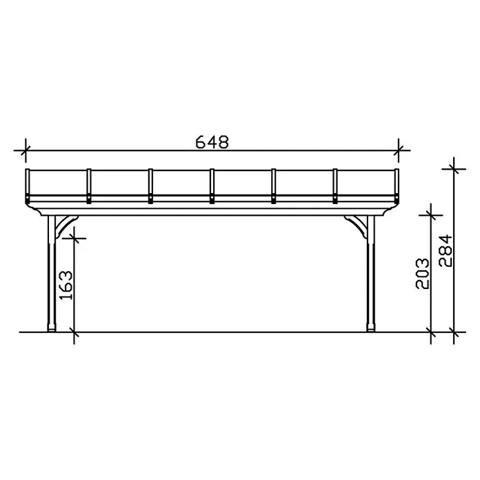 Skan Holz Terrassenüberdachung Ravenna - L x T: 648 x 350 cm, Polycarbonat, Natur - Skizze