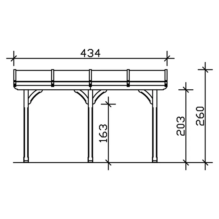 Skan Holz Terrassenüberdachung Rimini - B x T: 434 x 250 cm, Natur - Skizze