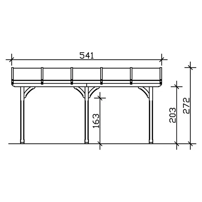 Skan Holz Terrassenüberdachung Rimini - B x T: 541 x 350 cm, Natur - Skizze