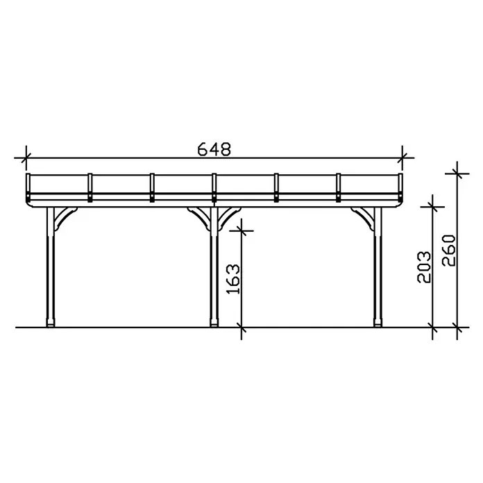 Skan Holz Terrassenüberdachung Rimini - B x T: 648 x 250 cm, Natur - Skizze