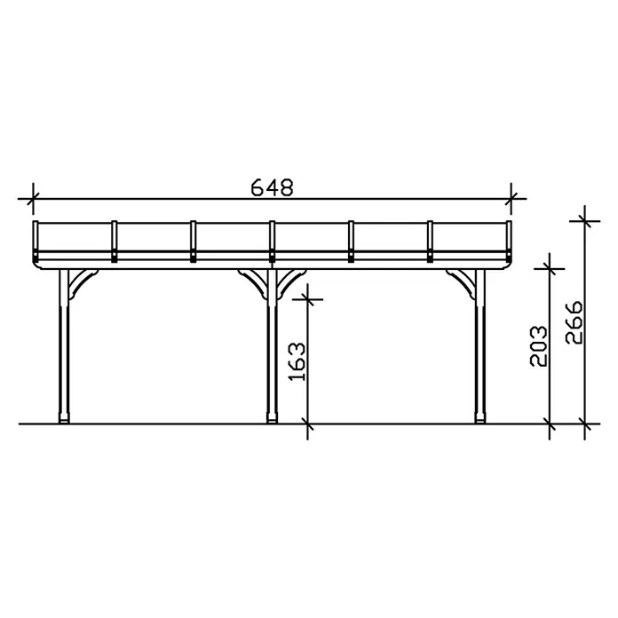 Skan Holz Terrassenüberdachung Rimini - B x T: 648 x 300 cm, Natur - Skizze