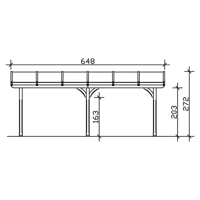 Skan Holz Terrassenüberdachung Rimini - B x T: 648 x 350 cm, Natur - Skizze