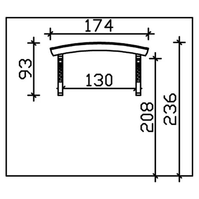 Skan Holz Vordach Rostock 1 - L x T: 174 cm x 80 cm, Eiche Hell - Skizze