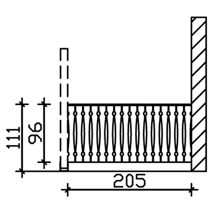 Skan Holz Brüstungsgeländer - Passend für: Skan Holz Leimholz-Terrassenüberdachungen, Tiefe 250/239 cm, Schiefergrau - Skizze