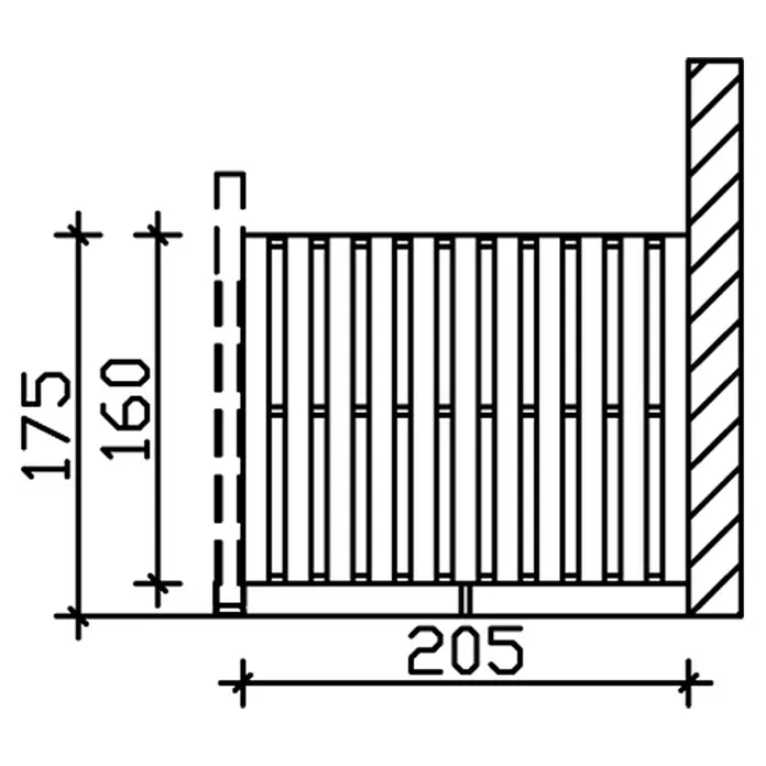 Skan Holz Seitenwand - Passend für: Skan Holz Terrassenüberdachungen aus Douglasie, Tiefe 250 cm, Natur - Skizze