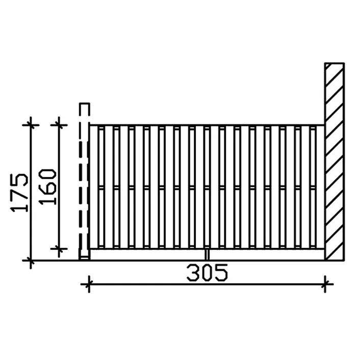 Skan Holz Seitenwand - Passend für: Skan Holz Terrassenüberdachungen aus Douglasie, Tiefe 350 cm, Natur, Holz - Skizze