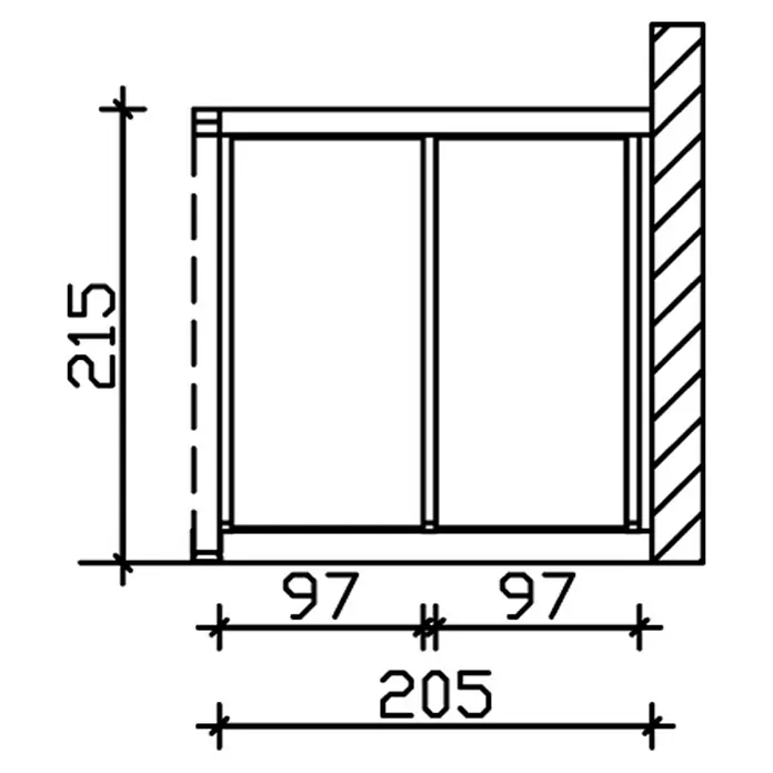 Skan Holz Seitenwand - Passend für: Skan Holz Leimholz-Terrassenüberdachungen, Tiefe 250/239 cm, Natur - Skizze