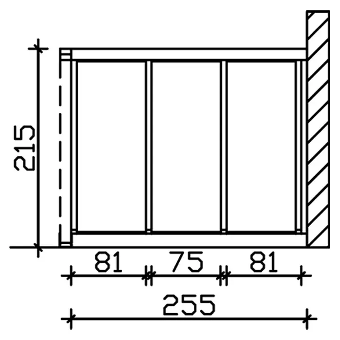 Skan Holz Seitenwand - Passend für: Skan Holz Leimholz-Terrassenüberdachungen, Tiefe 300/289 cm, Weiß, Holz - Skizze