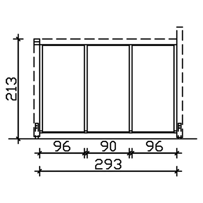 Skan Holz Seitenwand - Passend für: Skan Holz Leimholz-Terrassenüberdachungen, Tiefe 350/339 cm, freistehend, Weiß - Skizze