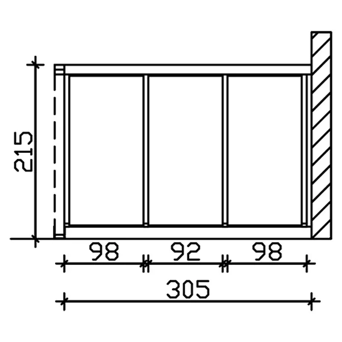 Skan Holz Seitenwand - Passend für: Skan Holz Leimholz-Terrassenüberdachungen, Tiefe 350/339 cm, Natur, Holz - Skizze