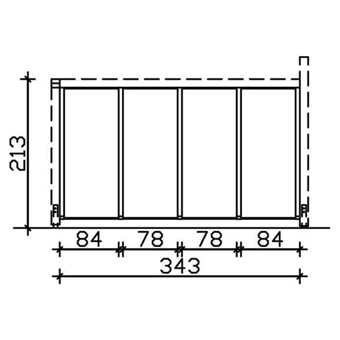 Skan Holz Seitenwand - Passend für: Skan Holz Leimholz-Terrassenüberdachungen, Tiefe 400/389 cm, freistehend, Weiß - Skizze