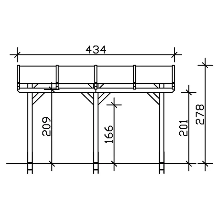 Skan Holz Terrassenüberdachung Siena - B x T: 434 x 400 cm, Fichtenholz, Weiß - Skizze