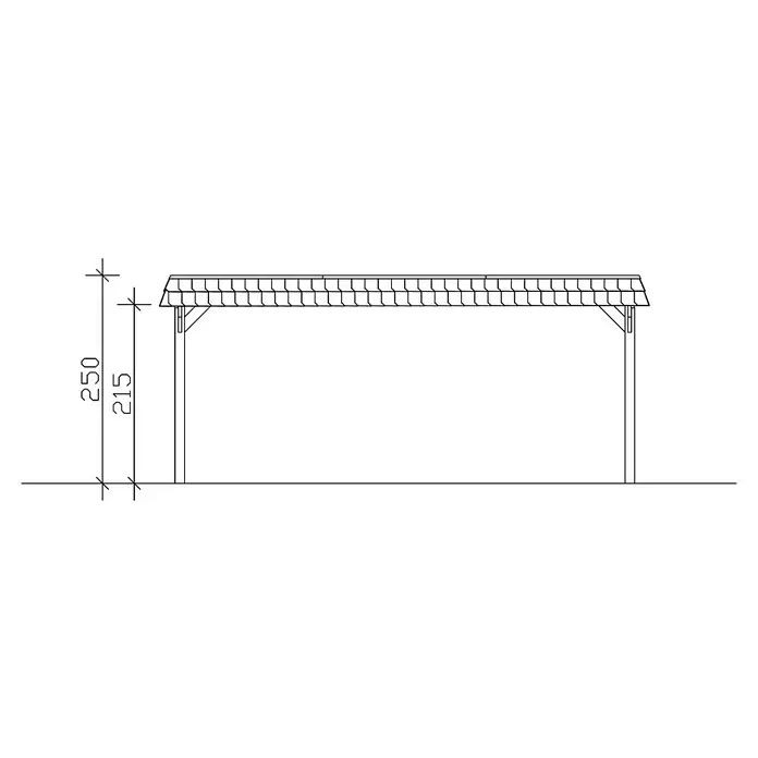 Skan Holz Doppelcarport Spreewald - L x B: 589 x 585 cm, Einfahrtshöhe: 215 cm, Grün/Schwarz, Dachschalung mit EPDM-Folie - Skizze