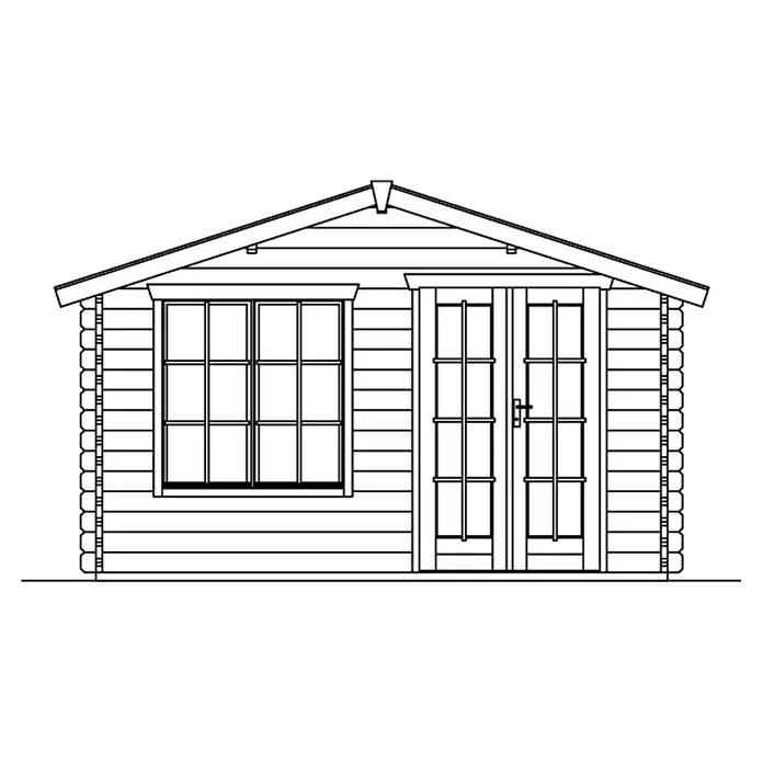 Skan Holz Gartenhaus Stavanger 2 - B x T: 420 x 480 cm, Holz, 14,44 m², Wandstärke: 45 mm - Skizze