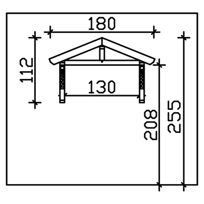 Skan Holz Vordach Stettin 1 - L x T: 180 cm x 80 cm, Schiefergrau - Skizze
