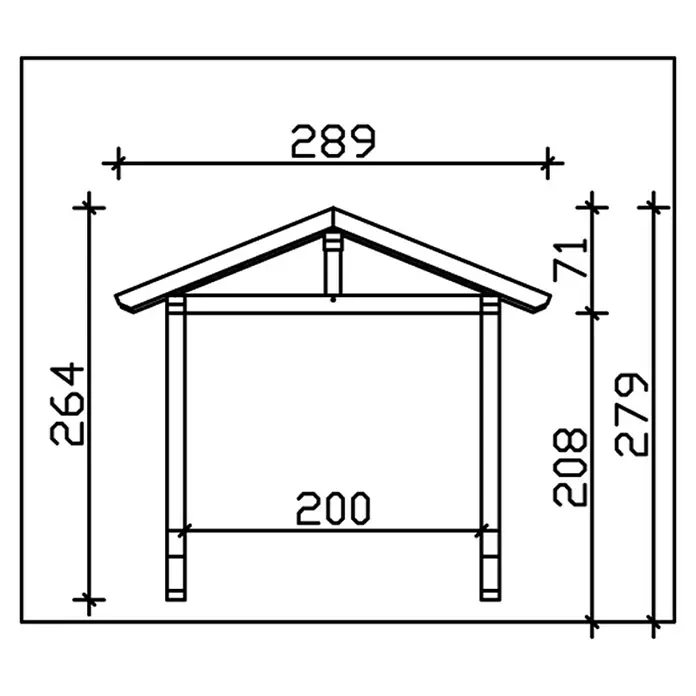 Skan Holz Vordach Stralsund 2 - B x T: 289 cm x 116 cm, Eiche Hell - Skizze