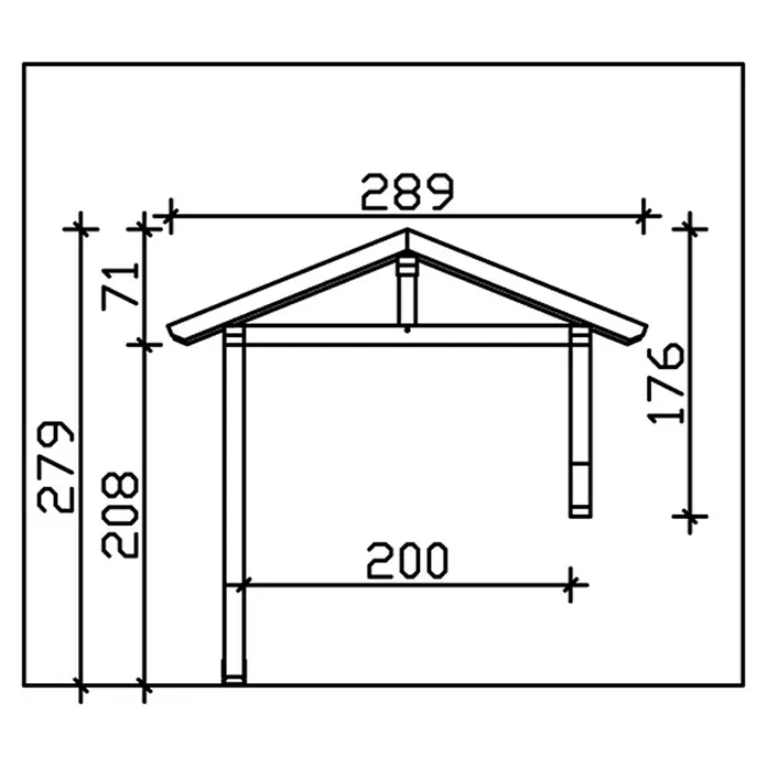 Skan Holz Vordach Stralsund 3 - L x T: 289 cm x 116 cm, Schiefergrau - Skizze
