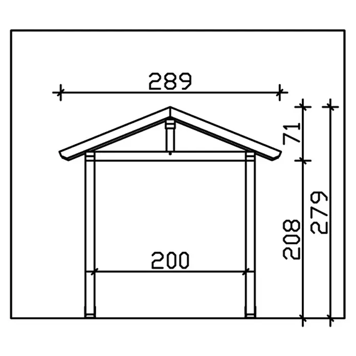 Skan Holz Vordach Stralsund 4 - L x T: 289 cm x 116 cm, Weiß - Skizze