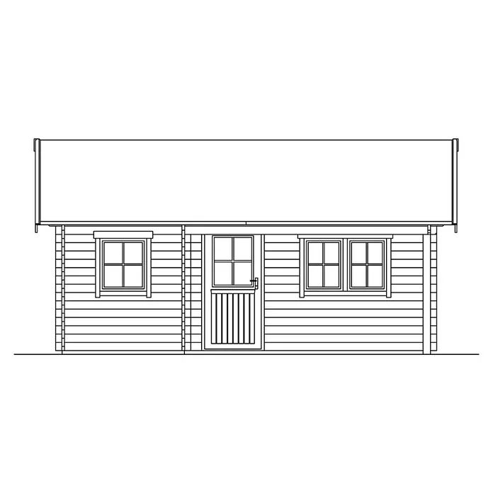 Skan Holz Gartenhaus St. Moritz - B x T: 680 x 580 cm, Holz, 24 m², Wandstärke: 45 mm, 19 mm Profilschalung mit Nut & Feder - Skizze