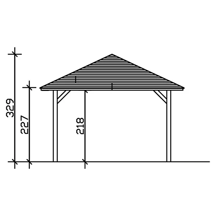 Skan Holz Carport Taunus - L x B: 786 x 439 cm, Einfahrtshöhe: 218 cm, Weiß - Skizze