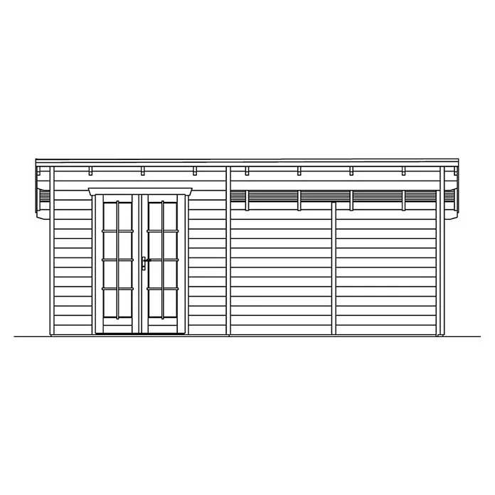 Skan Holz Gartenhaus Texel - B x T: 590 x 310 cm, Holz, 13,75 m², Wandstärke: 28 mm, Natur - Skizze