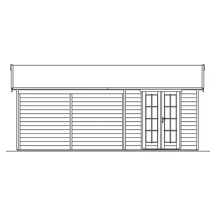 Skan Holz Gartenhaus Tilburg - B x T: 653 x 420 cm, Holz, 23,29 m², Wandstärke: 28 mm, Natur - Skizze