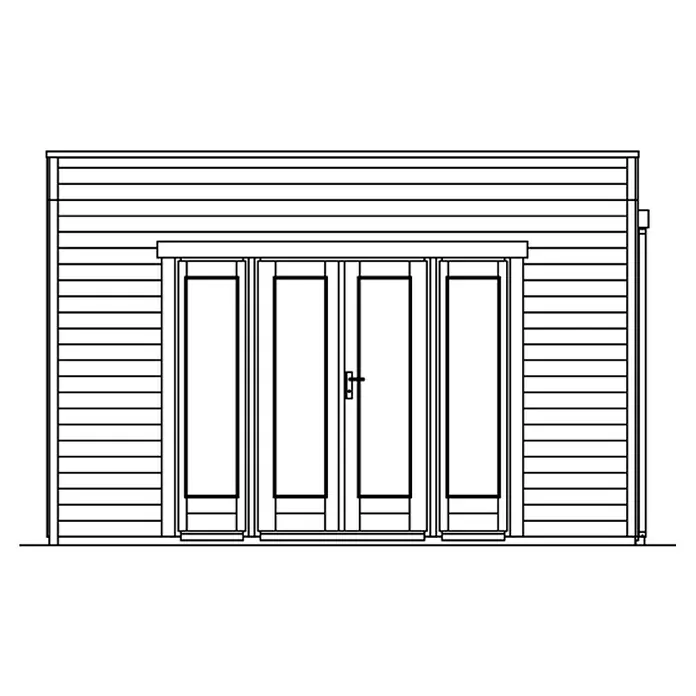 Skan Holz Gartenhaus Tokio 4 - B x T: 402 x 502 cm, Holz, 16,16 m², Doppelschalig, Natur - Skizze