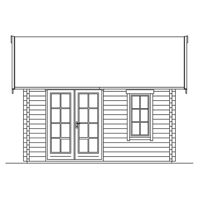 Skan Holz Gartenhaus Toronto 1 - B x T: 500 x 500 cm, Holz, Wandstärke: 70 mm, 28 mm Profilschalung mit Nut & Feder - Skizze