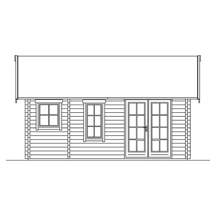 Skan Holz Gartenhaus Toronto 2 - B x T: 500 x 640 cm, Holz, Wandstärke: 70 mm, 19 mm Dachschalung mit Konterlattung & 2. Dachschalung - Skizze