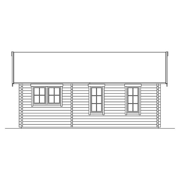 Skan Holz Gartenhaus Toronto 4 - B x T: 500 x 740 cm, Holz, Wandstärke: 70 mm, 28 mm Profilschalung mit Nut & Feder - Skizze