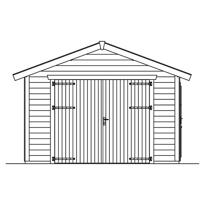 Skan Holz Garage Varberg 1 - B x T: 370 x 525 cm, Einfahrtshöhe: 198 cm, Schiefergrau - Skizze