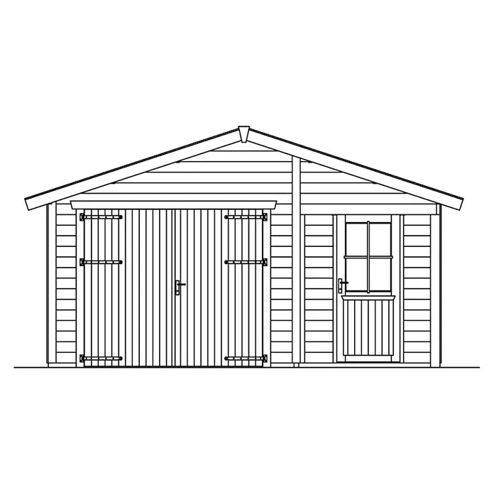 Skan Holz Garage Varberg 2 - B x T: 500 x 525 cm, Schwedenrot - Skizze