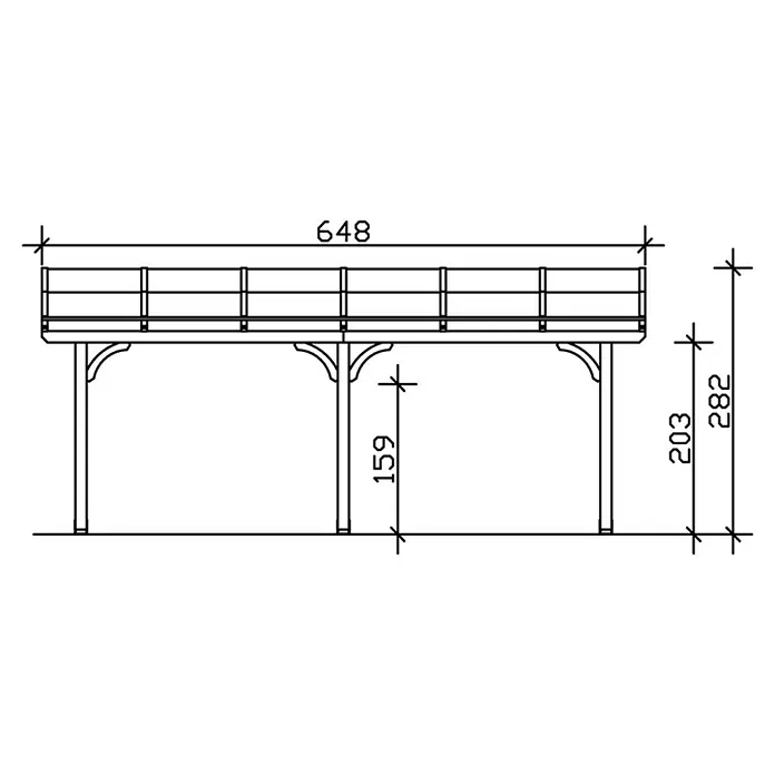 Skan Holz Terrassenüberdachung Venezia - L x T: 648 x 239 cm, Polycarbonat, Eiche Hell - Skizze