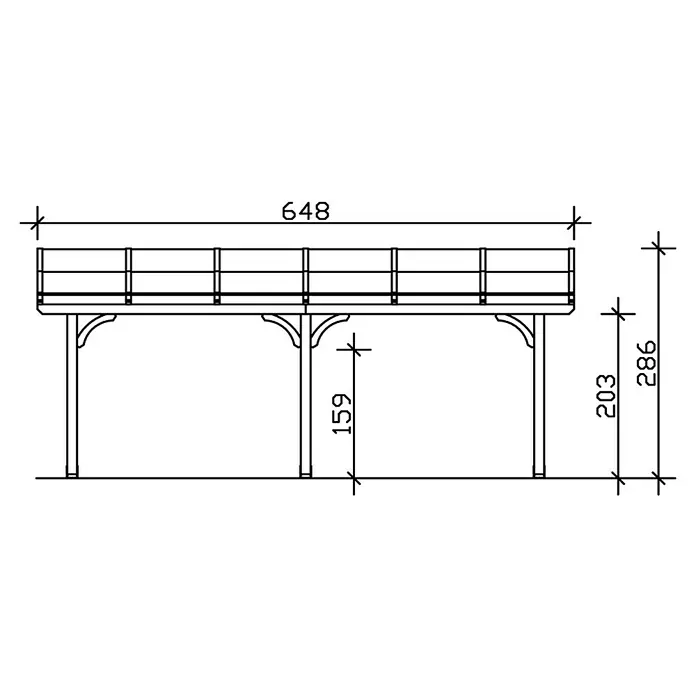 Skan Holz Terrassenüberdachung Venezia - L x T: 648 x 289 cm, Polycarbonat, Natur - Skizze