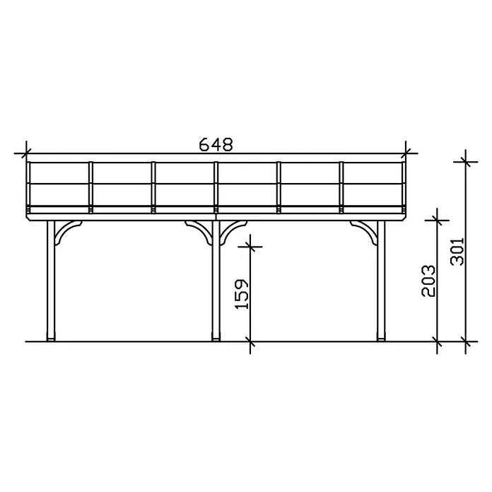Skan Holz Terrassenüberdachung Venezia - L x T: 648 x 339 cm, Polycarbonat, Weiß - Skizze