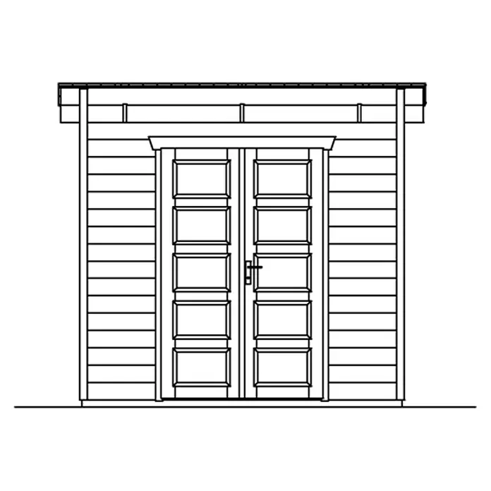 Skan Holz Gartenhaus Venlo 1 - B x T: 290 x 290 cm, Holz, Wandstärke: 28 mm, Schiefergrau - Skizze