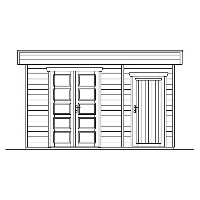 Skan Holz Gartenhaus Venlo 3 - B x T: 420 x 290 cm, Holz, 9,5 m², Wandstärke: 28 mm, Natur - Skizze