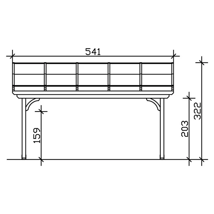 Skan Holz Terrassenüberdachung Verona - B x T: 541 x 389 cm, Fichtenholz, Schiefergrau - Skizze