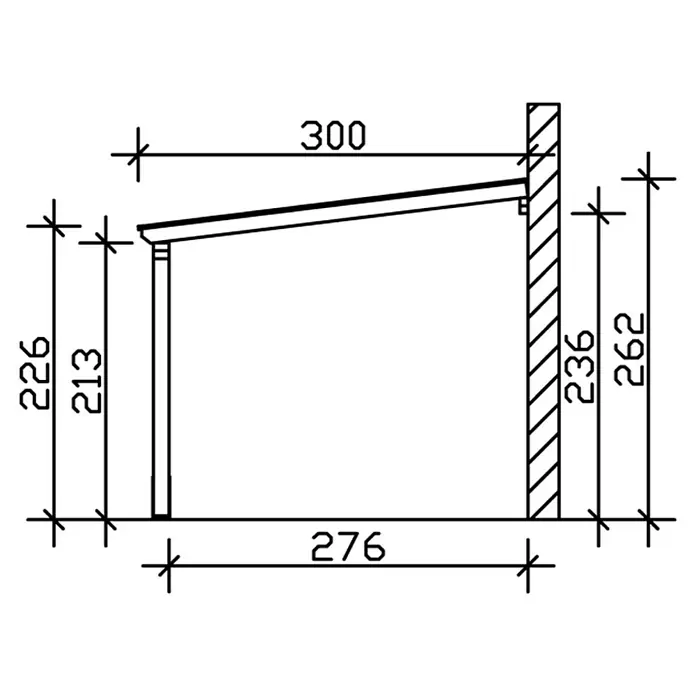 Skan Holz Carport Vogtland - L x B: 541 x 300 cm, Einfahrtshöhe: 213 cm, Nussbaum - Skizze