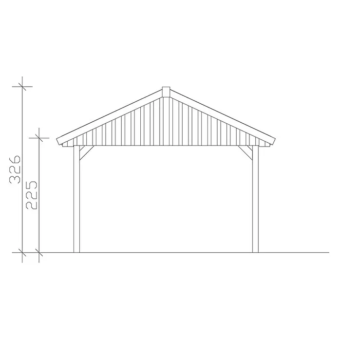 Skan Holz Carport Wallgau - L x B: 600 x 430 cm, Einfahrtshöhe: 215 cm, Schiefergrau - Skizze