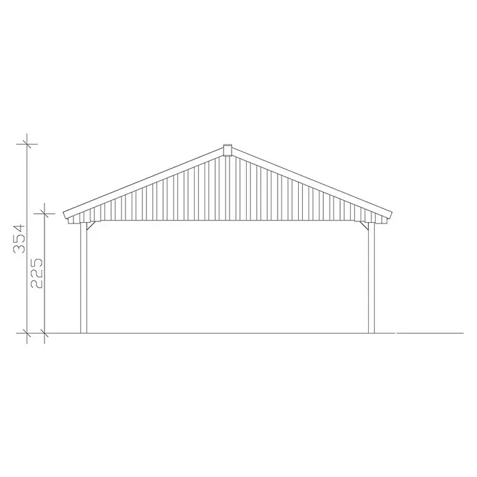 Skan Holz Carport Wallgau - L x B: 600 x 620 cm, Einfahrtshöhe: 215 cm, Farbe Dach: Rot - Skizze