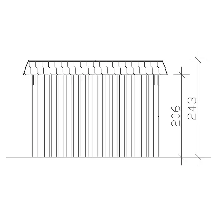 Skan Holz Carport Wendland - L x B: 870 x 362 cm, Einfahrtshöhe: 206 cm, Schiefergrau/Rot, Materialspezifizierung Dach: EPDM-Folie - Skizze