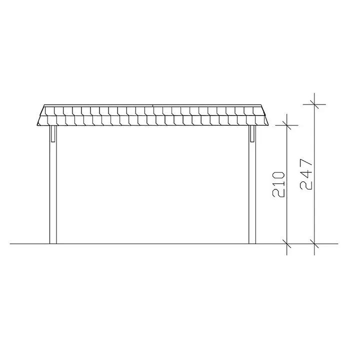 Skan Holz Carport Wendland - L x B: 870 x 409 cm, Einfahrtshöhe: 210 cm, Weiß/Rot, Ohne Abstellraum, Aluminium - Skizze