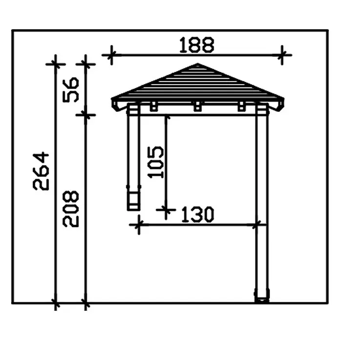 Skan Holz Vordach Wesel 3 - L x T: 188 cm x 126 cm, Eiche Hell - Skizze