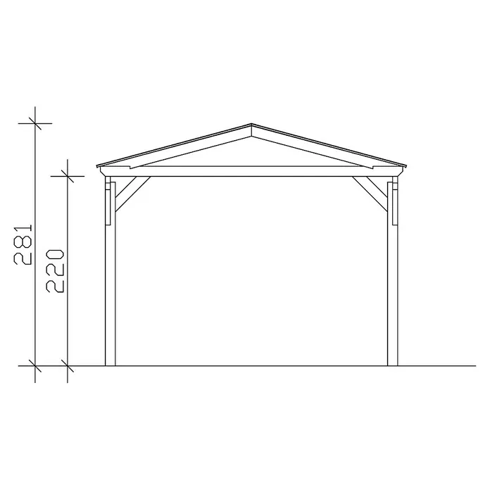 Skan Holz Carport Westerwald - L x B: 648 x 362 cm, Einfahrtshöhe: 220 cm, Weiß - Skizze