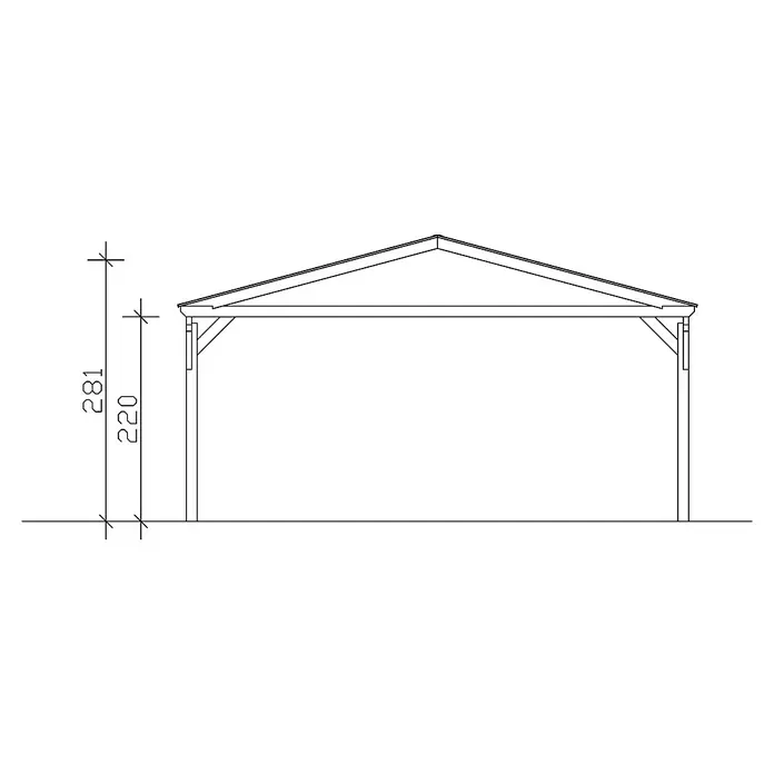 Skan Holz Doppelcarport Westerwald - L x B: 541 x 570 cm, Einfahrtshöhe: 220 cm, Eiche Hell - Skizze