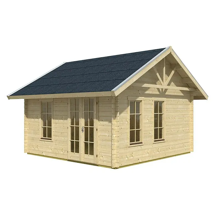 Skan Holz Gartenhaus Bern 1 - B x T: 500 x 500 cm, Holz, 17,64 m², Wandstärke: 45 mm, 19 mm Dachschalung mit Konter- & Dachlattung - Diagonale Ansicht