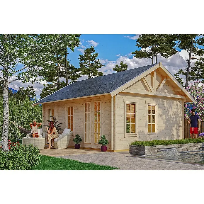 Skan Holz Gartenhaus Bern 2 - B x T: 500 x 640 cm, Holz, 23,52 m², Wandstärke: 45 mm, 19 mm Dachschalung mit Konter- & Dachlattung - Stimmungsaufnahme